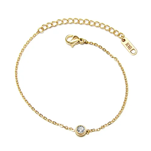 FXBT70 Luxurious Gold-Plated Solitaire Diamond Bracelet for Women Exclusive Wholesale Jewelry