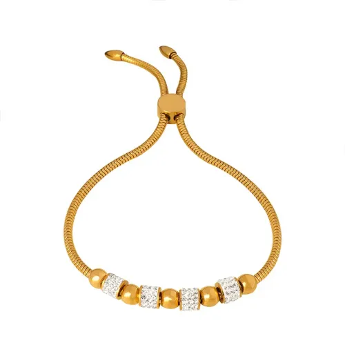 FXBT265 Unisex Wholesale Gold-Plated Diamond Bracelets with Pull-Button Clasp