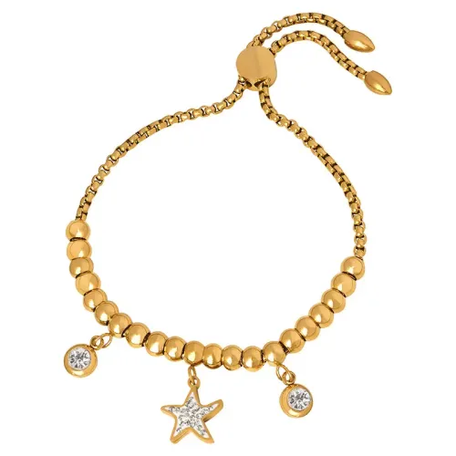 FXBT76 Sweet Diamond Starfish Pendant & Beaded Bracelet Chic Women's Jewelry