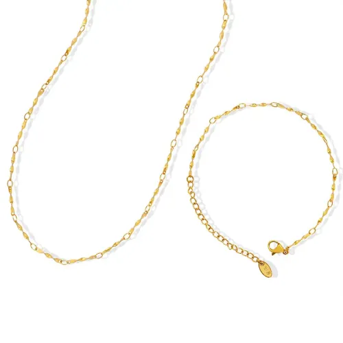 FXBT226 Gold-Plated Non-Tarnish Fairy Twist Necklace & Bracelet Jewelry Set
