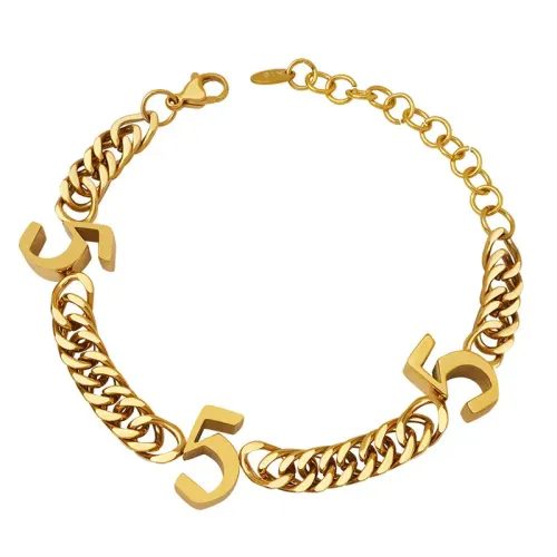 FXBT274 Hip Hop 18K Gold Plated Large Cuban Chain Bracelet Bold Unisex Jewelry