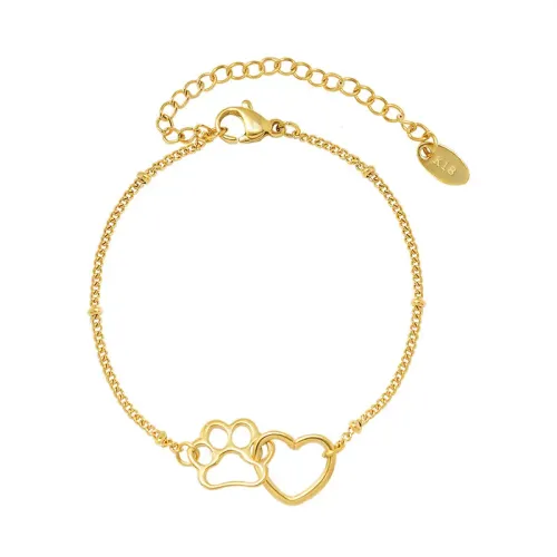 FXBT304 18K Gold-Plated Love Footprint Bracelet Chic Campus Style for Girls