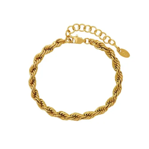 FXBT39 18K Real Gold Plated Heavy-Duty Twist Bracelet Unique Industrial Shaped Color-Lasting Jewelry