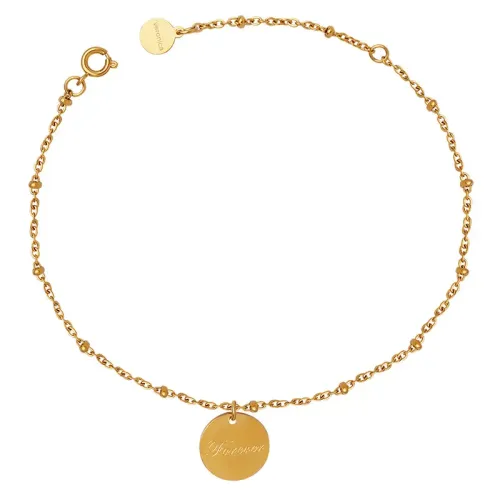 FXBT256 18K Gold Plated Stainless Steel Beads Bracelet Wrapped Round Chain Jewelry