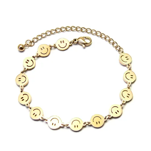 FXBT74 Chic Smiley Face Bracelet for Women Trendy Female Student Fashion Jewelry