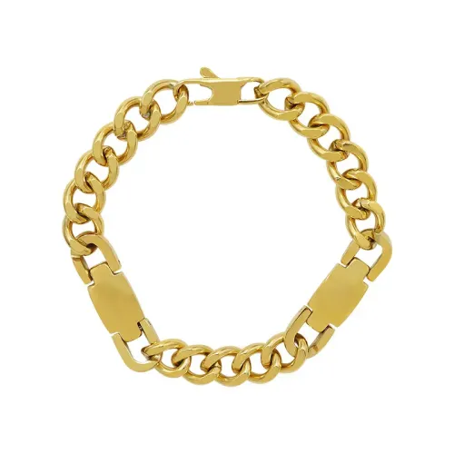 FXBT331 18K Gold Plated Handmade Bracelet Hip-Hop Heavy Geometric U-Buckle Jewelry