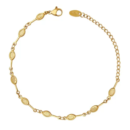 FXBT106 Gold-Plated Tennis Bracelet with Stitching Detail Elegant Campus Style Jewelry