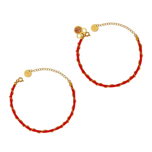 FXBT66 Red Rope Braided Bracelet with Chinese Blessing Non-Fading Women's Natal Jewelry