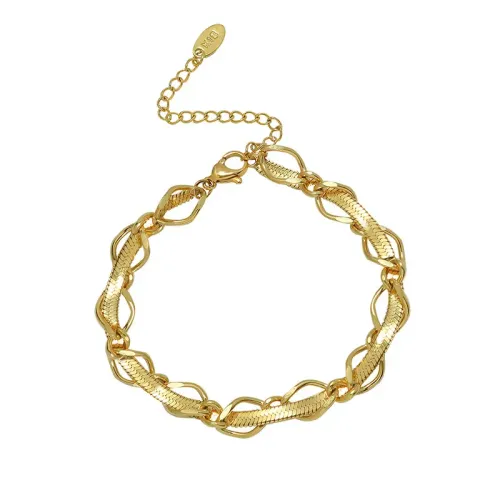 FXBT116 18K Gold Blade Chain Wrap Jewelry Set Necklace & Bracelet Ensemble
