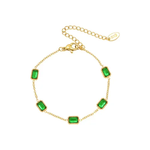 FXBT46 18K Gold Plated Emerald Zircon Square Pendant Women's Fine Jewelry