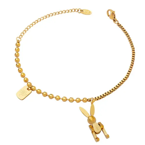 FXBT278 Women's Mechanical Rabbit Pendant Bracelet Box & Ball Chain Splicing Jewelry