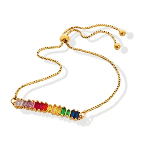 FXBT53 Minimalist Gold-Plated Zircon Bracelet Perfect Colorful Gift for Lovers