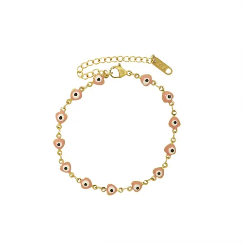 FXBT328 18K Gold Pink Fish Bracelet Bestie Gift Oil Drip Jewelry