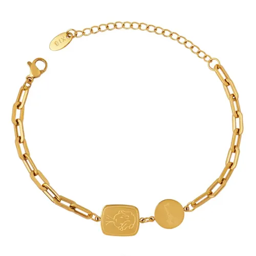 FXBT303 18K Gold Plated Couple Bracelet with Handmade Boy Pendant Cute Chain Jewelry