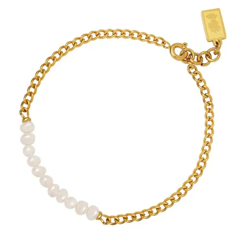 FXBT145 Chic Gold-Plated Freshwater Pearl Bead Bracelet Perfect Girls' Bestie Jewelry
