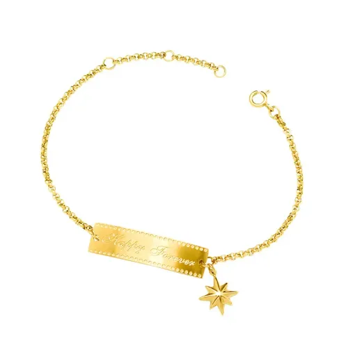 FXBT297 Chic 18K Gold Plated Eight-Pointed Star Square Bracelet Jewelry