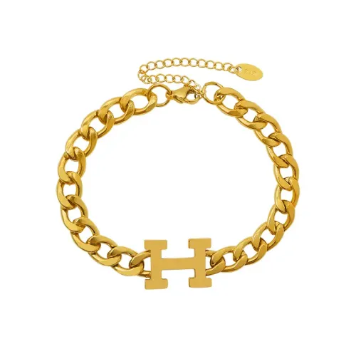 FXBT320 Luxurious 18K Gold Thick Chain Letter Bracelet Trendy Couple Jewelry