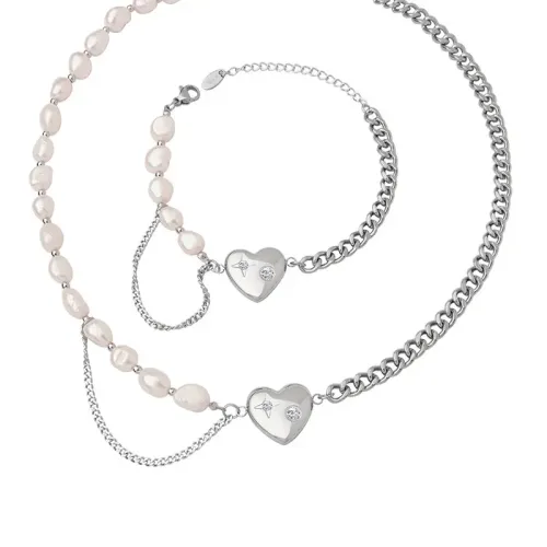 FXBT92 Charming Love Pendant Necklace & Bracelet Set Elegant Jewelry Decoration