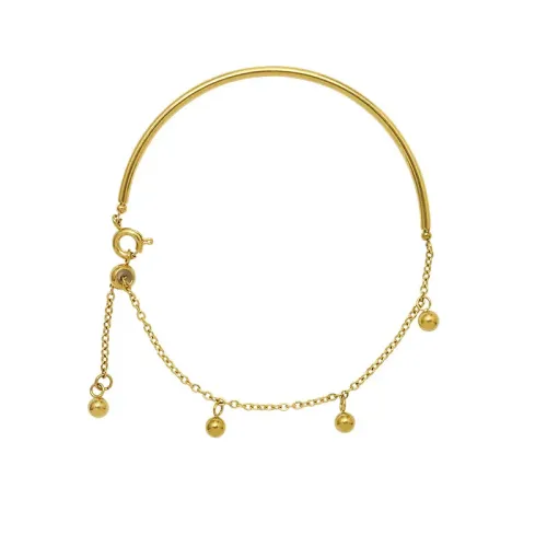 FXBT65 18K Gold Tassel Bracelet with Steel Ball & Round Wire Buckle Luxury Ornaments