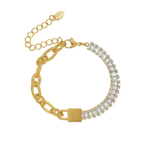 FXBT169 18K Gold-Plated Lock Head Zircon Bracelet Chic Women's Jewelry
