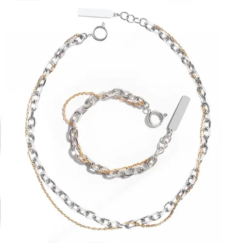 FXBT215 Chic High Street Fashion Necklace & Bracelet Set Trendy Cool Jewelry Ensemble
