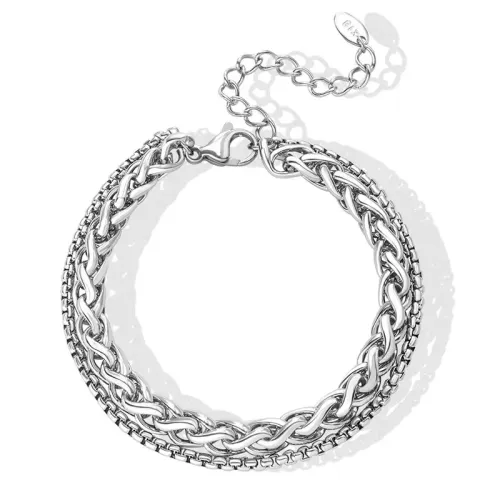 FXBT127 Wholesale Geometric Double Layer Keel Chain Bracelet Trendy Couple Accessory