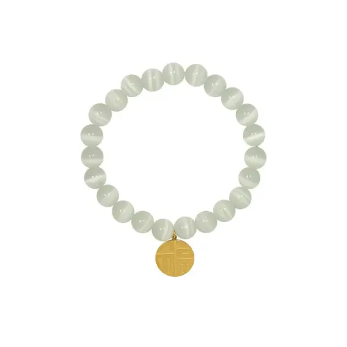 FXBT258 Chinese 'Fu' Geometric Circle Cat's Eye Stone Girlfriend Elastic Bracelet