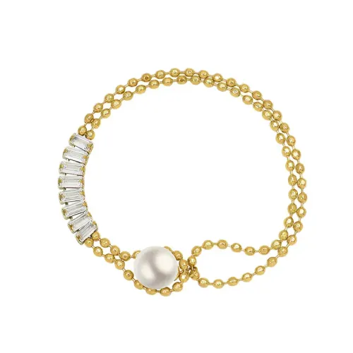 FXBT231 Chic Imitation Pearl Toggle Bracelet 18K Gold Plated Fashion Jewelry