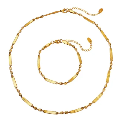 FXBT164 Chic Spliced Snake Chain Necklace & Bracelet Set Versatile Jewelry Combo