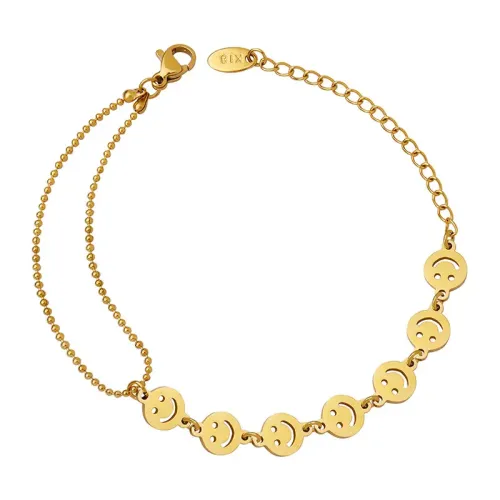 FXBT185 Double Strand Smiley Face Bracelet for Women Bestie Christmas Jewelry Gift