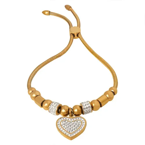 FXBT155 Chic 18K Gold-Plated Beaded Bracelet European Style Large Hole Charm Jewelry