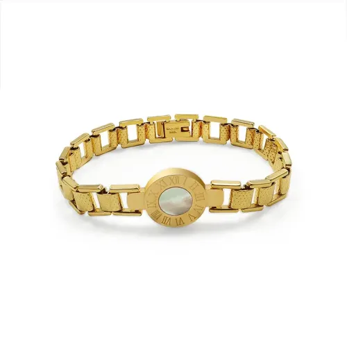 FXBT19 Gold-Plated Women's Bracelet Watch with Roman Numeral Dial & Shell Accent