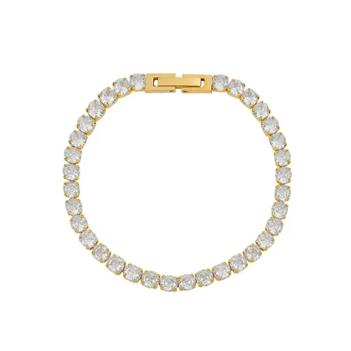 FXBT6 18K Gold Plated Full Diamond Zircon Bracelet Luxurious Fashion Accessory