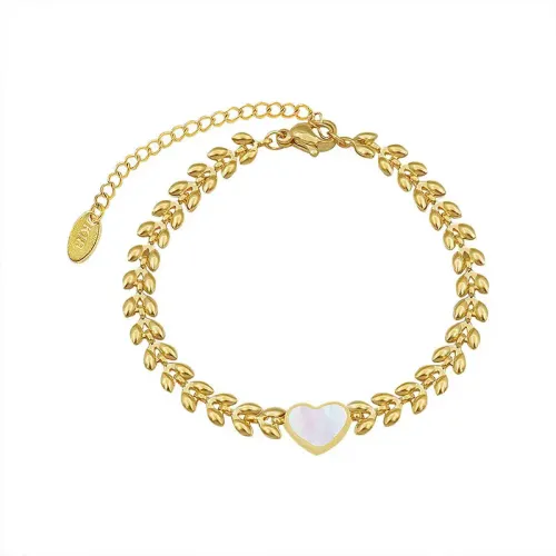 FXBT107 18K Gold-Plated Wheat White Seashell Love Bracelet Women's Elegant Jewelry
