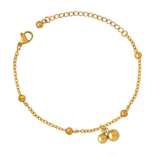 FXBT142 18K Gold Plated Bracelet Hot Beaded Stainless Steel Wrap Jewelry