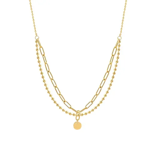 FXBT245 Chic Double-Layer Necklace with Lucky English Charms Women's Matching Bracelet Set