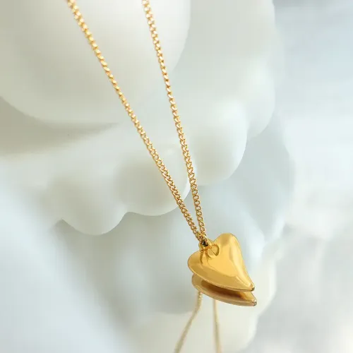 FXNT975 Elegant 18K Gold Love Heart Collarbone Necklace for Women