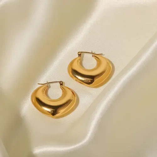 JDET728 Chic Hollow Titanium Steel Earrings for Women Chunky Stainless Steel Hoop Design
