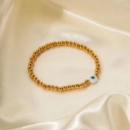 ZTBT193 18K Gold 4MM Devil's Eye Stretch Bracelet Stainless Steel Jewelry Wholesale