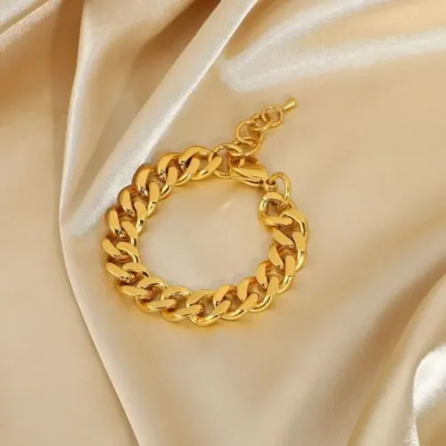 ZTBT265 12mm Unisex Gold Plated Stainless Steel Cuban Chain Bracelet Punk Fashion Jewelry