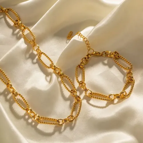ZTBT147 Bulk Buy 18K Gold Thick Twisted Stainless Steel Bracelet for Fashion Jewelry