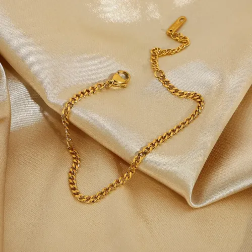 ZTBT264 Luxury 18K Gold Plated Miami Cuban Link Bracelet Stainless Steel Women's Chain