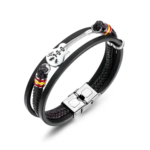 BTM259 Punk leather bracelet men's guitar bracelet multi-layer braided bracelet leather cord for boyfriend