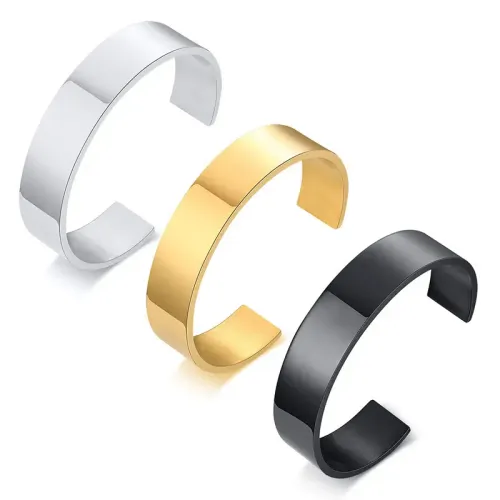 BTM378 15MM stainless steel wide open body bracelet gold unisex style for men and women to wear