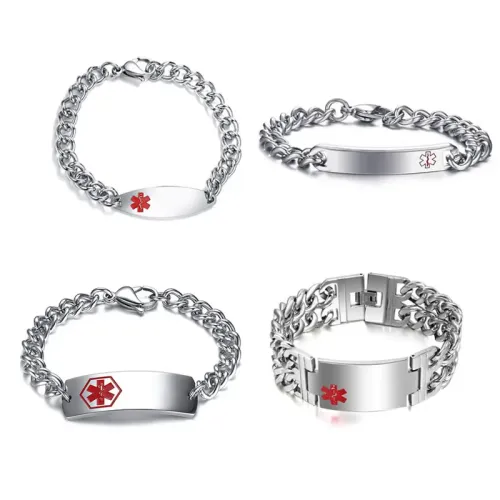 BTM373 Titanium steel stainless steel curved medical logo bracelet men's stainless steel jewelry