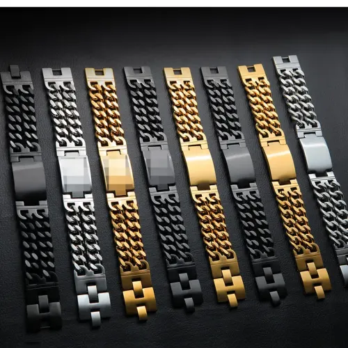 BTM190 Jewelry Classic Men's Spanish Script Cross Titanium Steel Bracelet