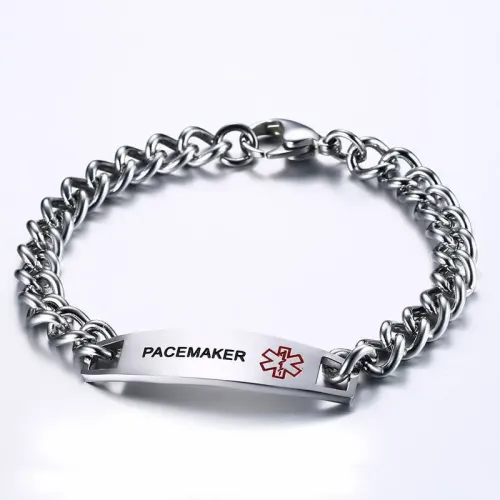 BTM346 Jewelry 12MM Stainless Steel Curved Medical Logo Bracelet Men's Titanium Steel Bracelet