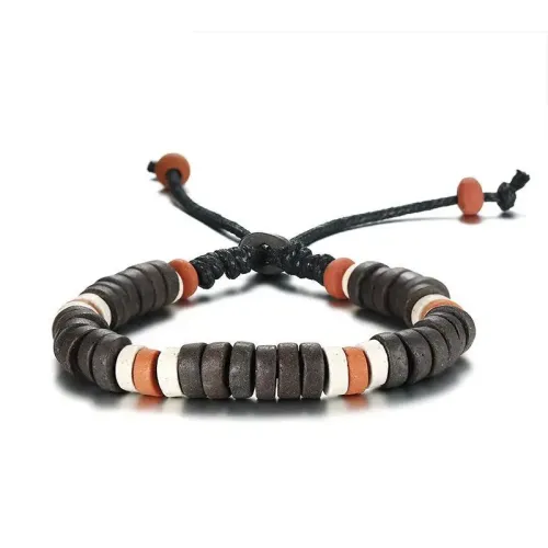 BTM491 Jewelry gold steel knot bracelet wooden accessories stone nylon rope men's bracelet adjustable