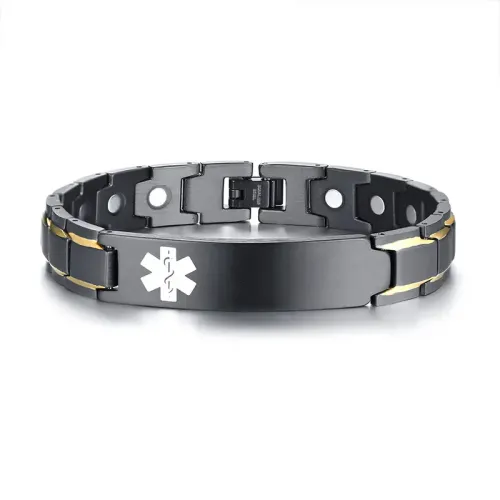 BTM470 Stainless Steel Magnetic Curved Sign Bracelet Men's Medical Logo Bracelet