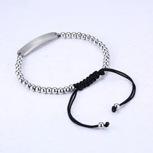 BTM556 Bracelet stainless steel beaded steel bead curved bracelet adjustable length men's women's jewelry